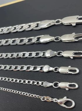 Men's 925 Sterling Silver Necklace 2/4/6/8/10/12MM 40-75cm F