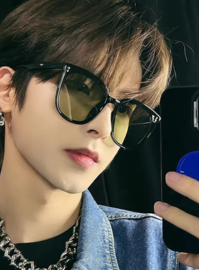 GM黑框黄片墨镜男2026款大脸显瘦