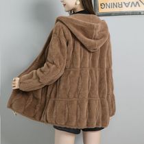 Imitation Water Mink Suede Hat Knit Zipper Cardiovert Woman Autumn Winter 2020 New Fashion Foreign Piste Sweater Coat Big Coat