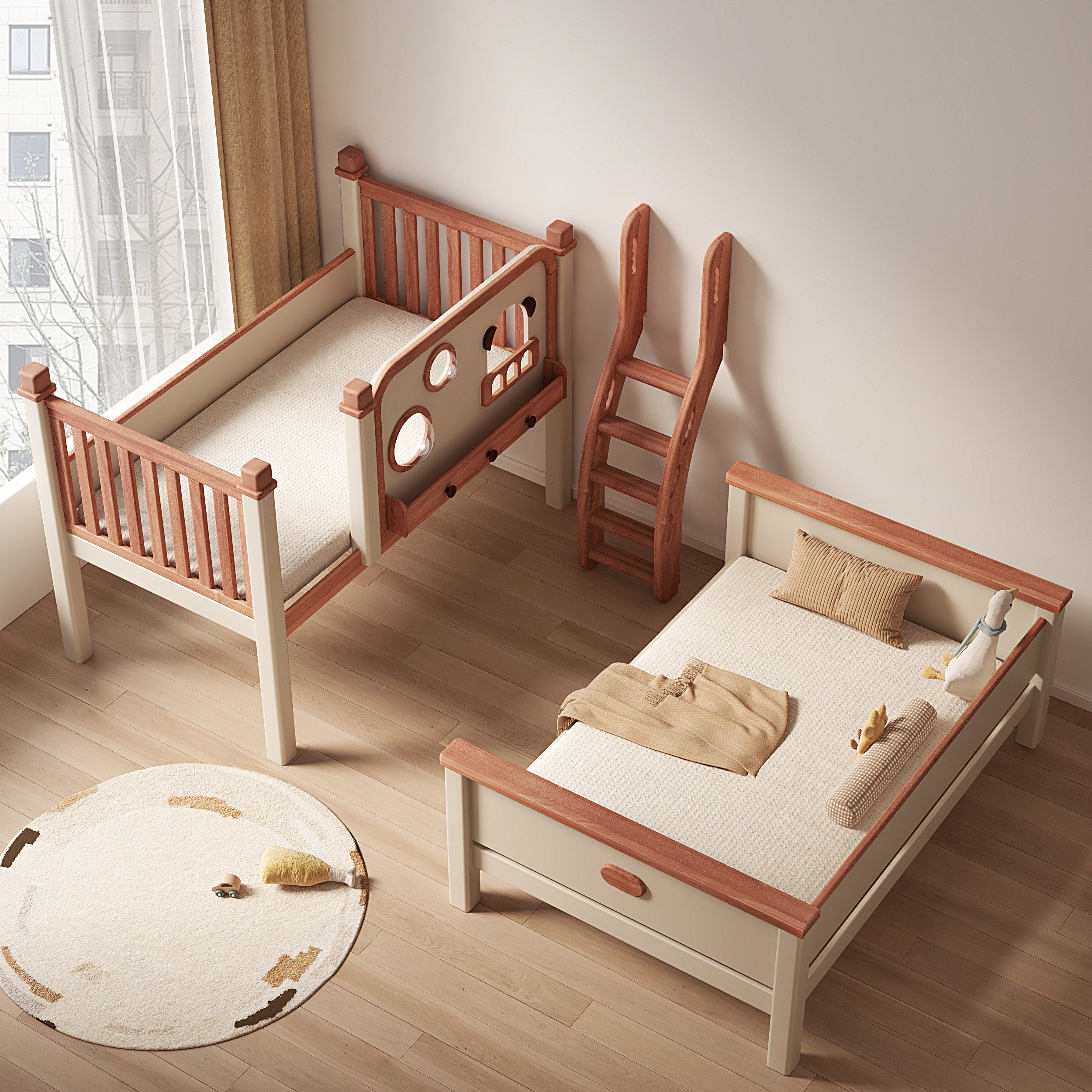 全实木儿童床高低床加厚加高护栏双层床红檀木子母床小户型上下铺,淘宝优惠券,粉丝福利购,淘宝优惠卷