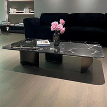 Natural marble tea table edge a few home living room high-end designer suspended black rose extravagant stone square tea table