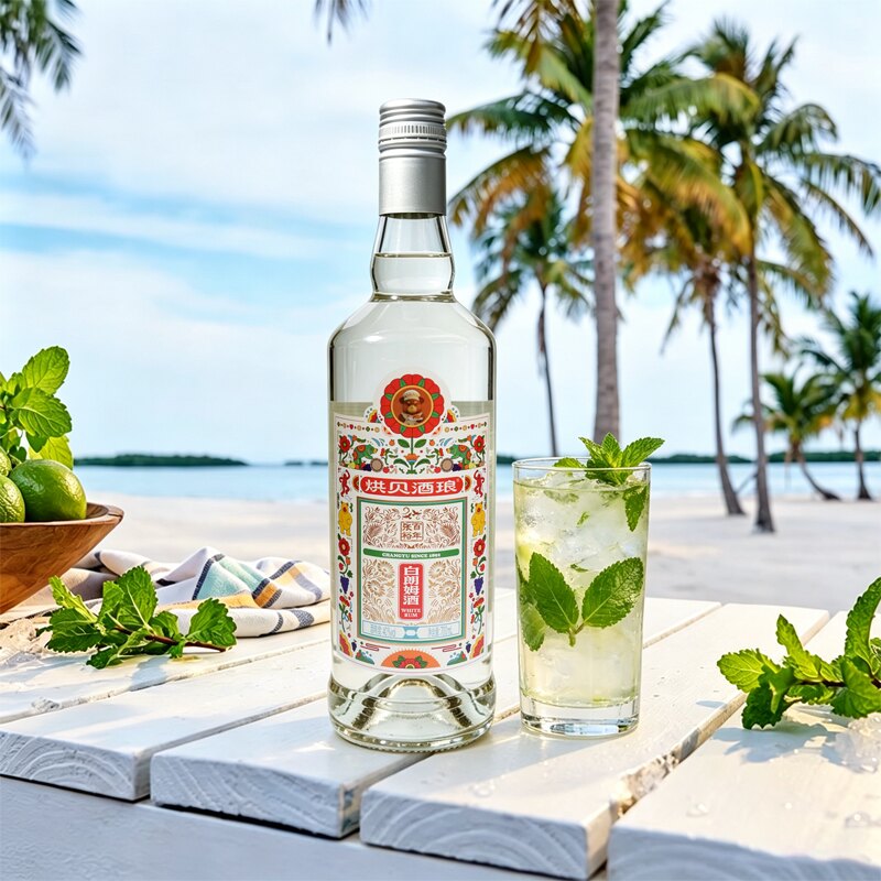 大瓶洋酒烘贝酒琅白朗姆酒700ML莫吉托鸡尾酒调酒基酒烘焙泡果干 盒赠鸡实拍商品图