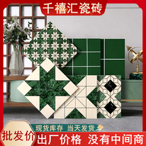 Moroccan green flower brick 300 Old Shanghai retro tile toilet toilet wall Brick Harbor Style Folk floor tiles