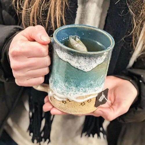 Paw Print Shoreline Mug, Shoreline Paw Ceramic Coffee Cup, - 图2