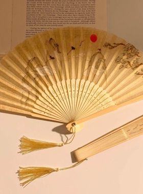 高颜值折叠小扇子折扇古风随身小巧便携中国风新中式竹扇夏天学生