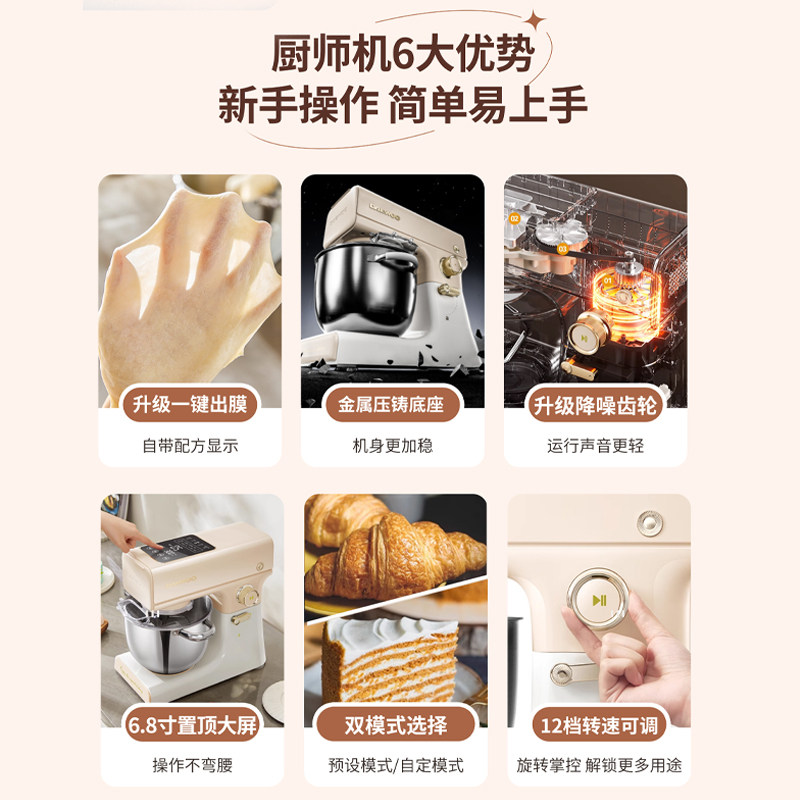 大宇厨师机和面机揉面全自动家用厨房电器小型多功能料理机烹饪机,淘宝优惠券,粉丝福利购,淘宝优惠卷