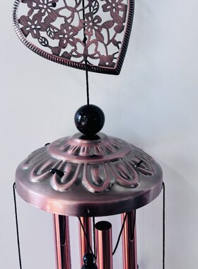 红铜色金属管铃铛风铃挂饰花园庭院爱心纪念挂件供垮境平台亚马逊