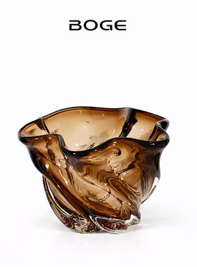现代轻奢水养玻璃花瓶插花客厅餐桌玄关茶几咖色加厚花器花艺摆件