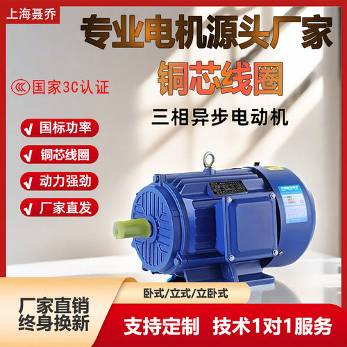 上海聂乔三相异步电动机380V全铜ye3/0.75/1.5/3/4/7.5KW电机380V - 图0