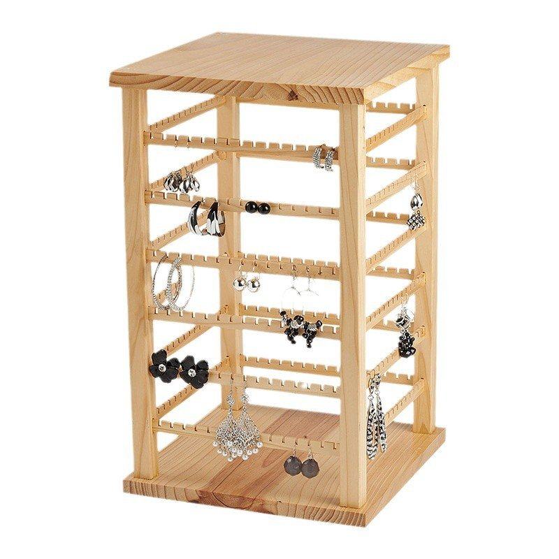 跨境代发耳环项链展示架多层旋转木制首饰架珠宝耳环挂架饰品收纳,淘宝优惠券,粉丝福利购,淘宝优惠卷