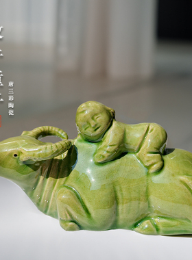 牧童骑牛客厅书房摆件牧牛装饰品