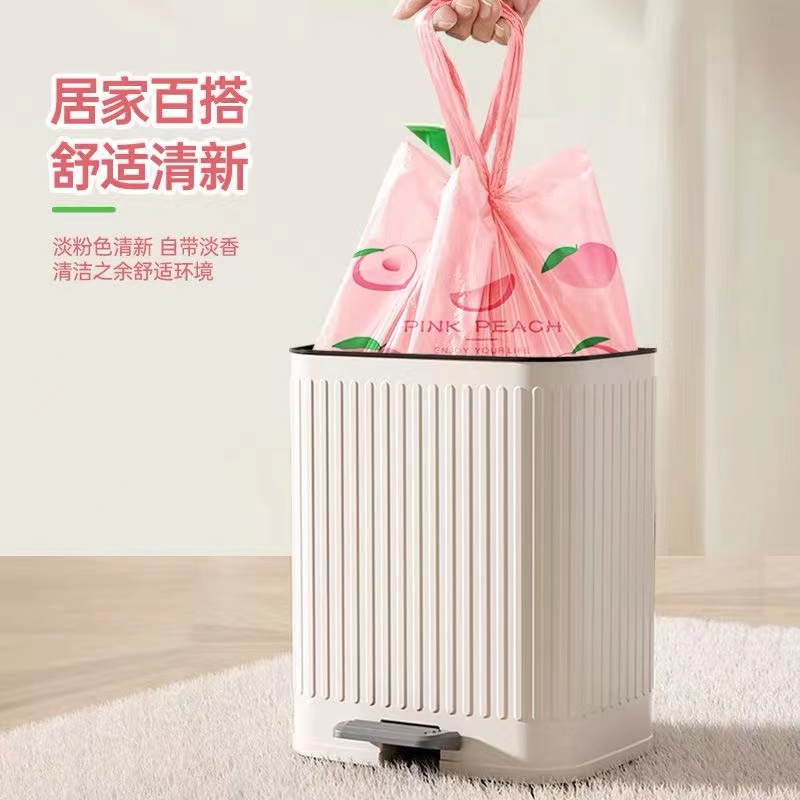 加厚背心防蚊虫防臭水蜜桃垃圾袋家用手提式购物袋香氛商用塑料袋 - 图1