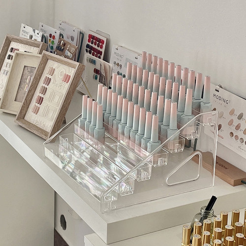 指甲油展示架美甲店口红化妆品阶梯式亚克力多功能收纳盒置物架子 - 图2
