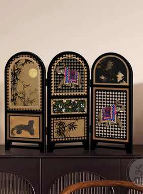 中古风桌面屏风小摆台装饰画
