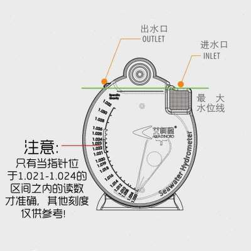 日生艾柯星swh-06盐度计水产海水比重计盐度表高精度盐度测量工具 - 图2