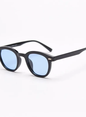 韩国黄色圆框黑色墨镜女复古个性太阳镜潮流透明海洋片太阳眼镜