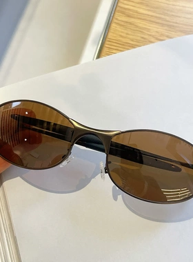 小棕镜金属复古小众Y2K弧面墨镜千禧辣妹街拍太阳眼镜未来科技感