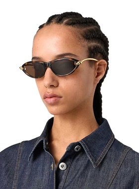 绳结金属腿太阳镜女欧美个性猫眼太阳眼镜板明星同款墨镜BV1390S