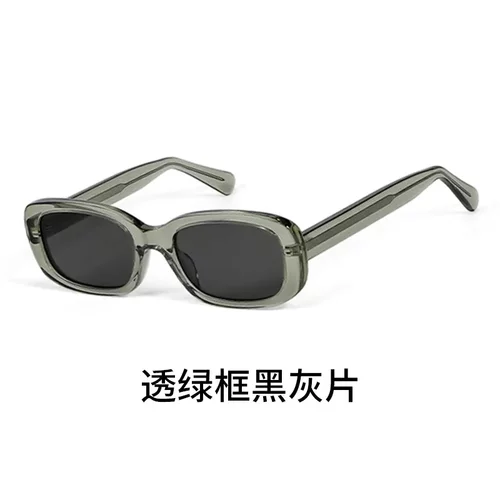 fake同款果冻冰透感方框墨镜防紫外线太阳眼镜抹茶绿高级感gotcha - 图3