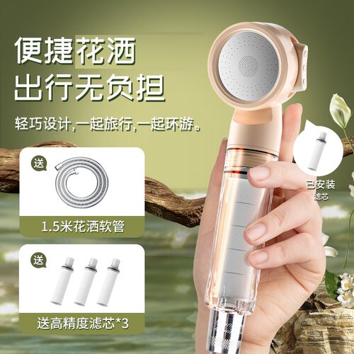 手持洗澡酒店旅行家用简易便携出差旅行花洒婴儿童宝宝过滤器喷头 - 图1