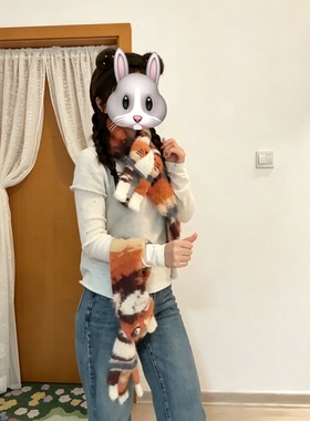 三花猫钩织围巾DIY材料包保暖