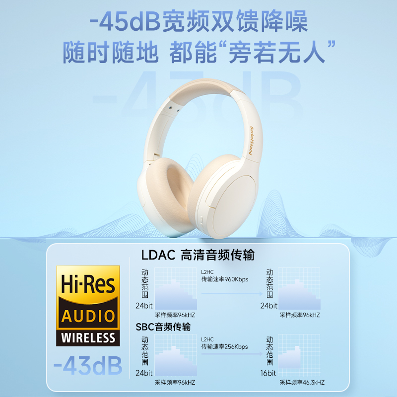 BarbetSound H6头戴式蓝牙耳机电竞游戏专用无线电脑主动降噪新款