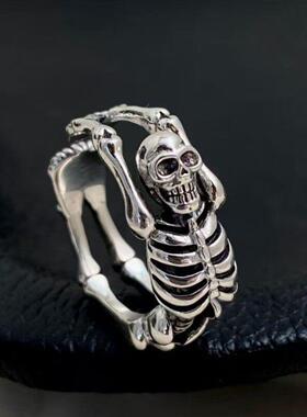 Skull Head Ring欧美复古跨境新款饰品朋克风小众设计骷髅头戒指
