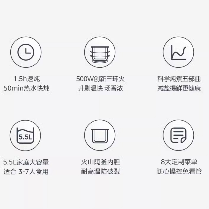 美的火山陶釜电炖锅2024新款炖煮少嘌呤速炖5.5升电炖盅DGC5506