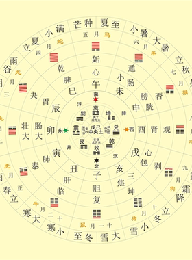 太极八卦图易经周易先天阴阳八卦图六十四卦太极图贴纸自粘贴纸