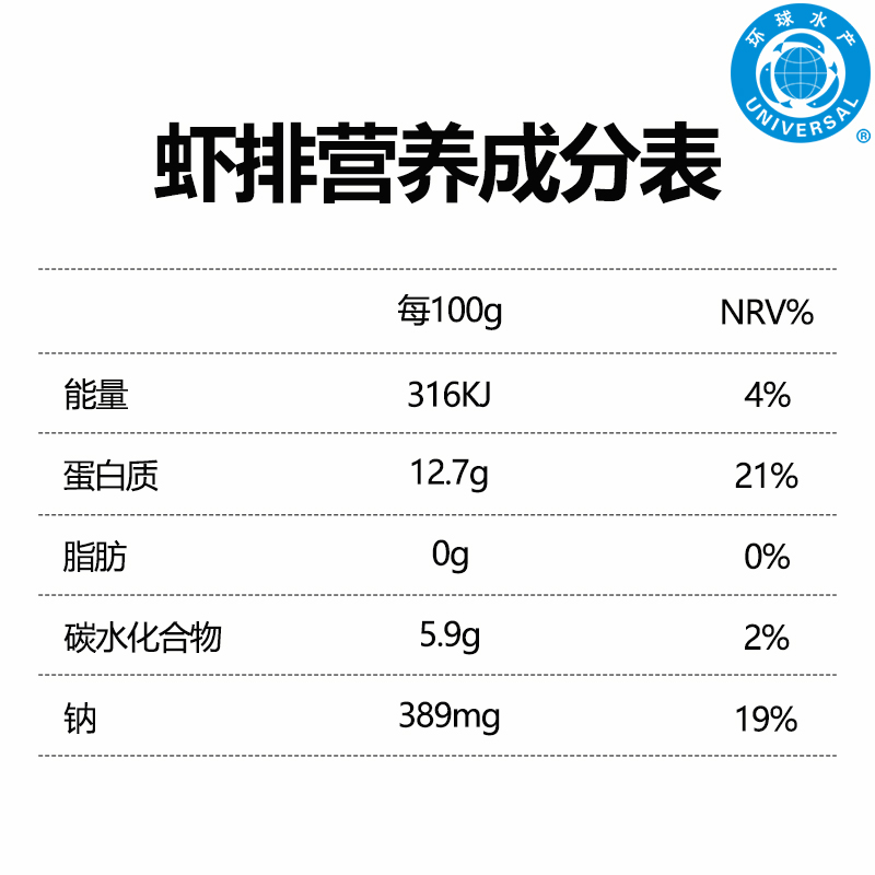 环球水产虾仁虾排虾滑儿童早餐空气炸锅半成品食材速冻低脂鲜虾饼