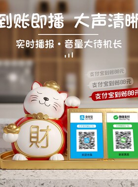 招财猫摆件开业大吉收钱二维码店铺收银台M前台开店送礼物发财装
