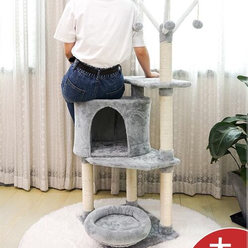 猫爬架小户型猫窝猫树一体豪华柱形E猫架不占空间超大全实木日式 - 图0