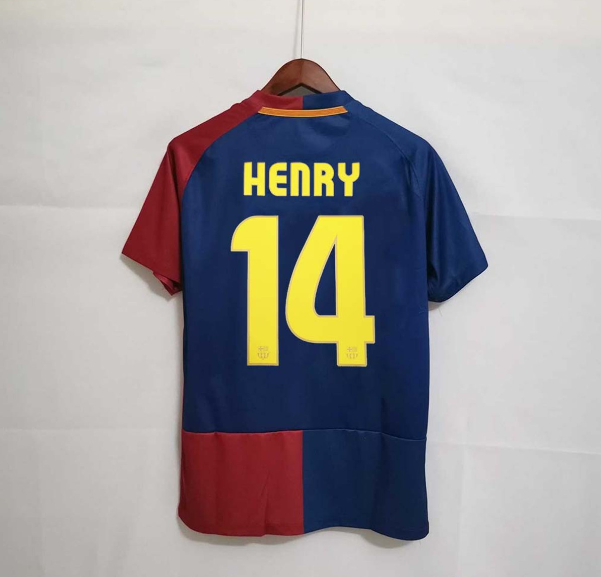 08 09 Vintage Barcelona XAVI A.INIESTA MESSI HENRY Jerseys - 图3