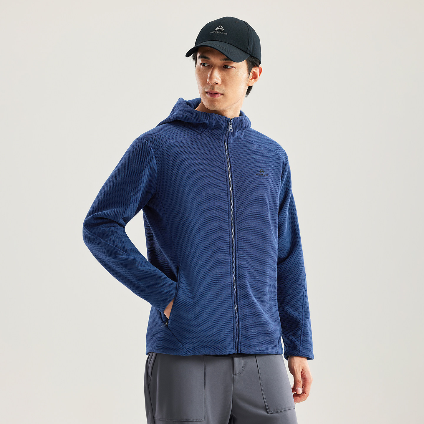 拓路者肌理格子绒抓绒衣男秋冬户外运动连帽防风保暖男士加绒外套,淘宝优惠券,粉丝福利购,淘宝优惠卷