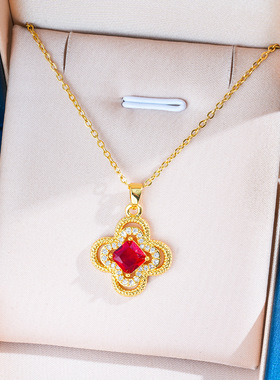 轻奢铜微镶四叶草钛钢项链女小众设计超仙时尚百搭高级感锁骨链