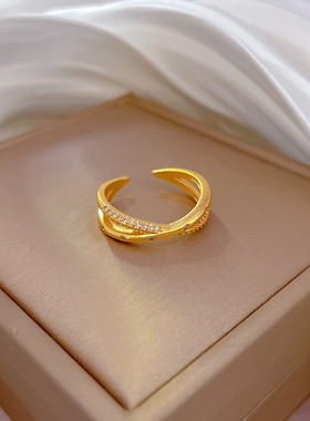 【真金电镀】开口戒指女时尚个性指环食指戒网红同款简约冷淡风