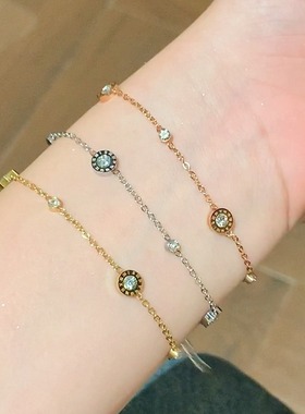 高级感小钻钛钢手链小众设计轻奢罗马精致女闺蜜简约冷淡风饰品