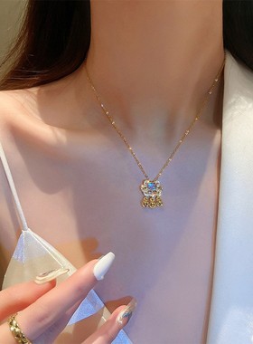 18K真金电镀钛钢时尚轻奢风锁骨链小众钛钢气质百搭高级感项链女