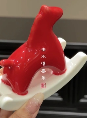 【一路长虹】汝窑小红马摆件