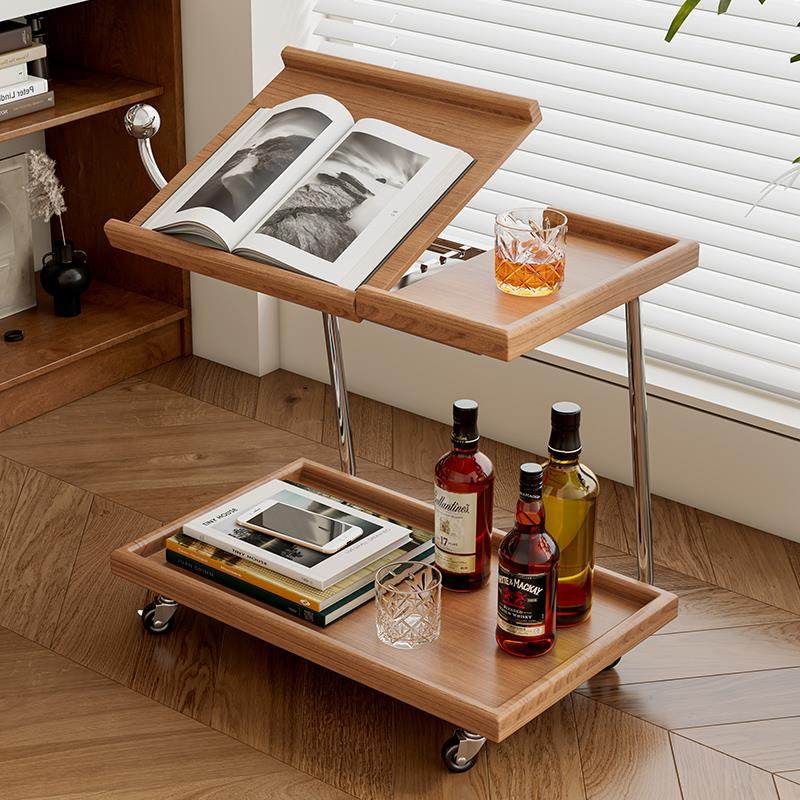北欧实木边几移动小茶几翻板办公多功能客厅餐厅床头小角几琴谱架 - 图1