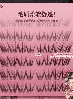 麦丢丢·灵动岛假睫毛轻泰式亚裔嫁接感狐系免胶单簇深棕色假睫毛