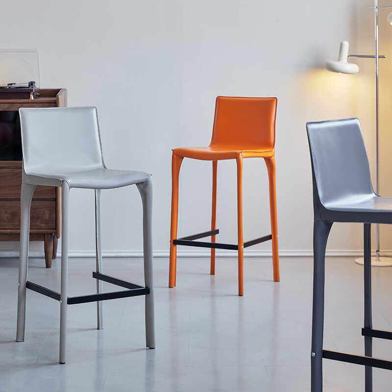 轻奢吧台椅家用高脚凳意式马鞍皮高吧椅酒吧前台靠背吧凳,淘宝优惠券,粉丝福利购,淘宝优惠卷