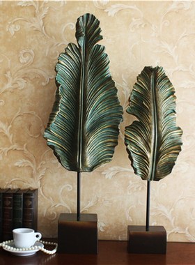 极速欧式a复古芭蕉树叶家居摆件家居饰品客厅电视柜办公叶子装饰