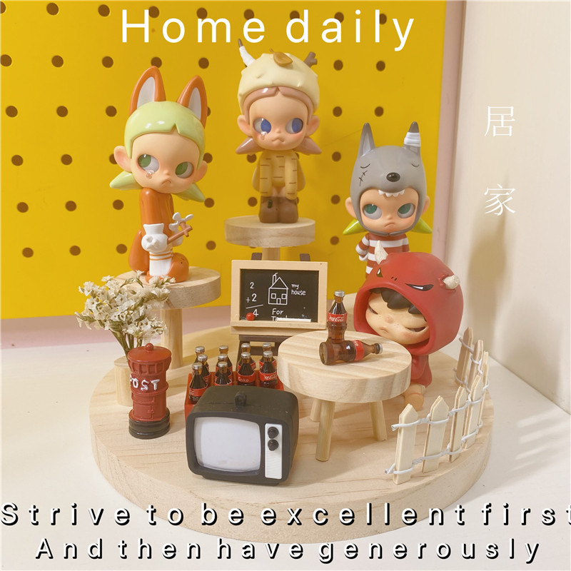 Forest-style multi-layer solid wood display rack for figure storage