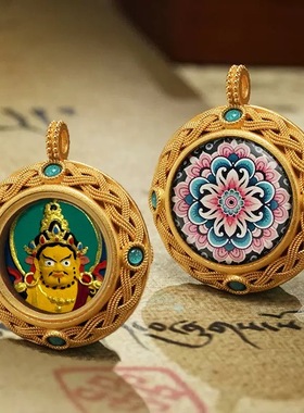 擦擦唐卡 手绘扎基拉姆五爷八大守护浮雕唐卡 配饰绿度母文殊擦擦