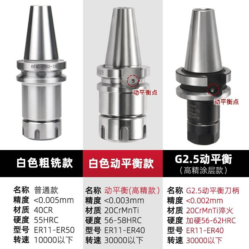 BT40动平衡数控刀柄BT50加工中心ER夹头32加长bt30高精度铣刀柄 - 图2