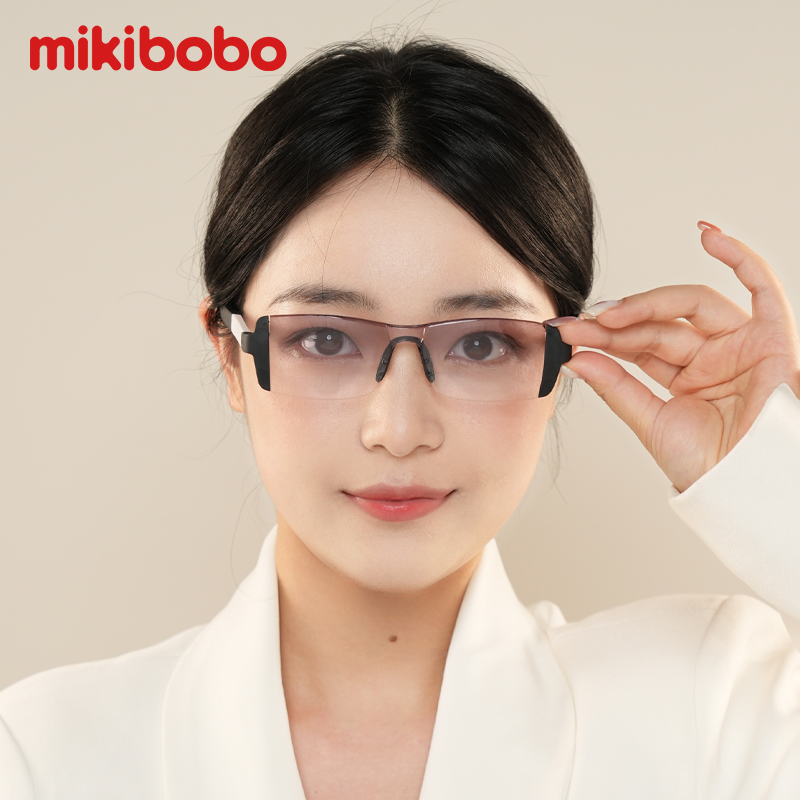 mikibobo老花眼镜防蓝光远近双用无框双光钻石切边中老年老花镜