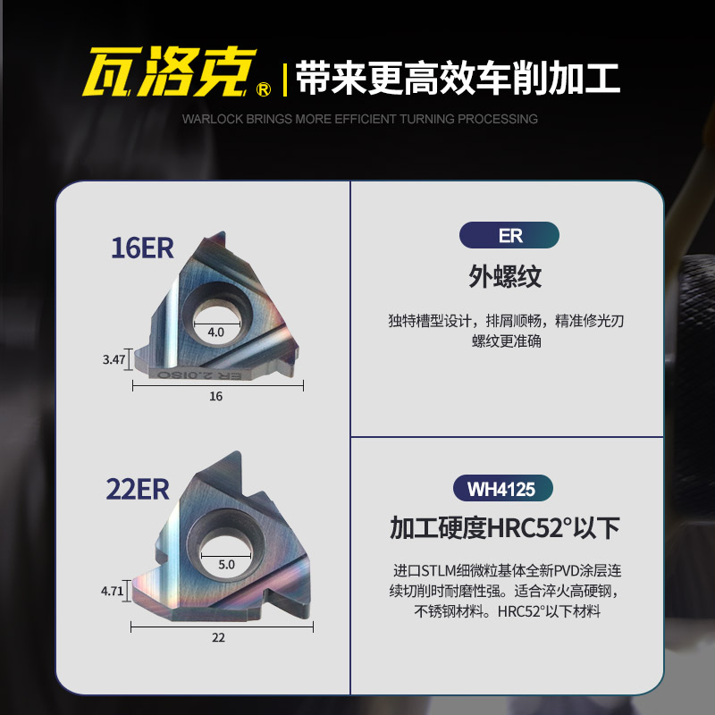 淬火钢外螺纹刀片16ER英制55度数控不锈钢刀粒高硬钢60度车刀片 - 图1