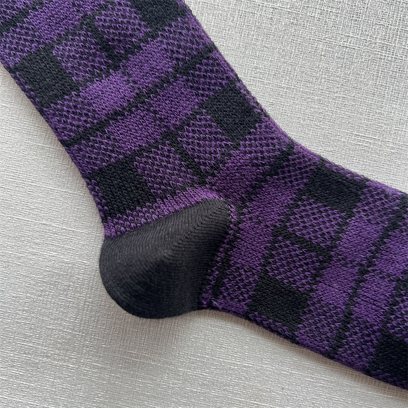 外贸袜子日单小众小腿袜女长袜格纹时尚无骨对目中高筒女袜及膝袜,淘宝优惠券,粉丝福利购,淘宝优惠卷