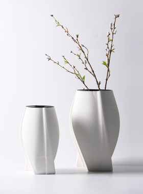 现代简约3D立体感陶瓷花瓶w摆件家居样板房间客厅酒店桌面花器装